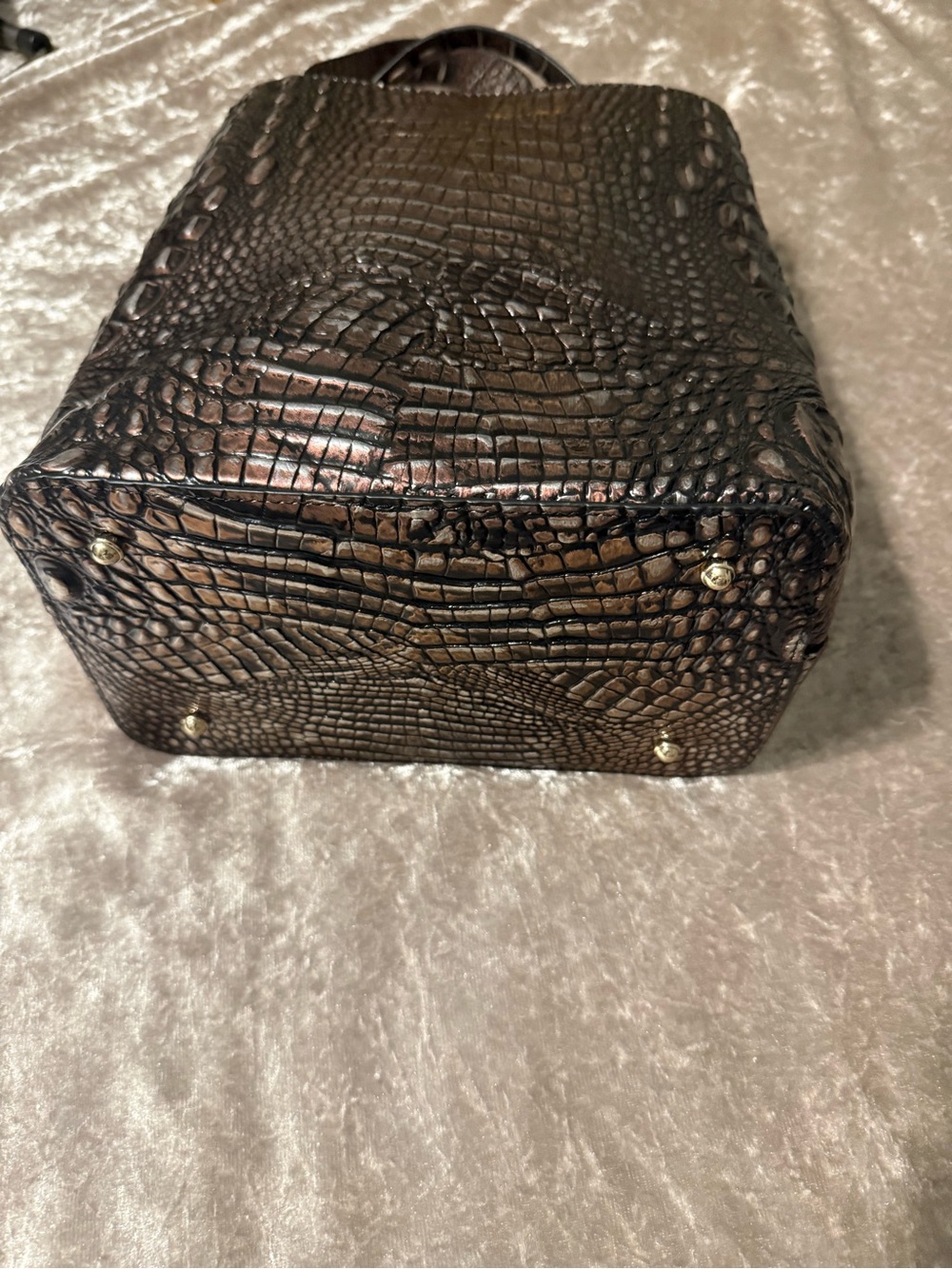 Brahmin Metallic Brown Croc-Embossed Tote - Picture 4 of 8